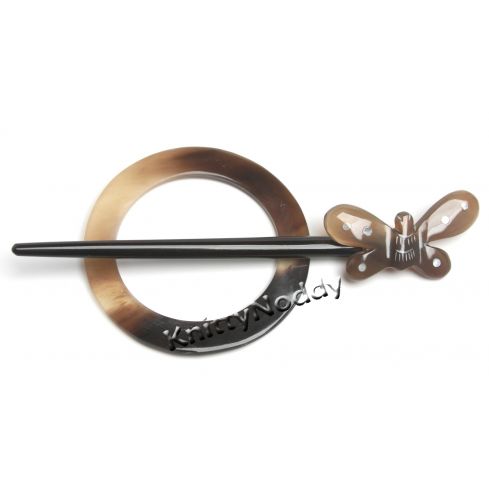 Shawl Pin Carved Horn Butterfly