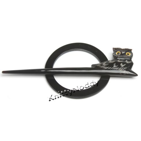 Shawl Pin Carved Horn Owl
