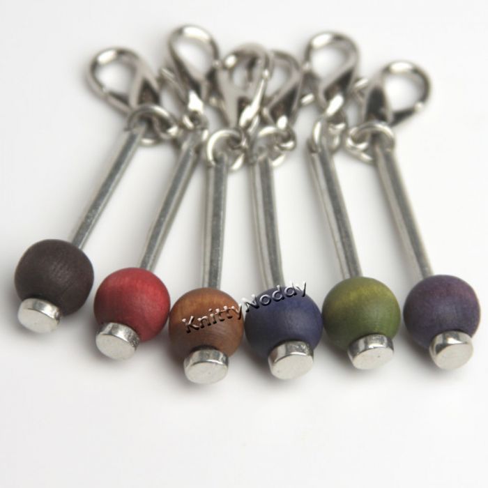 Pewter Wood Bead Stitch Marker